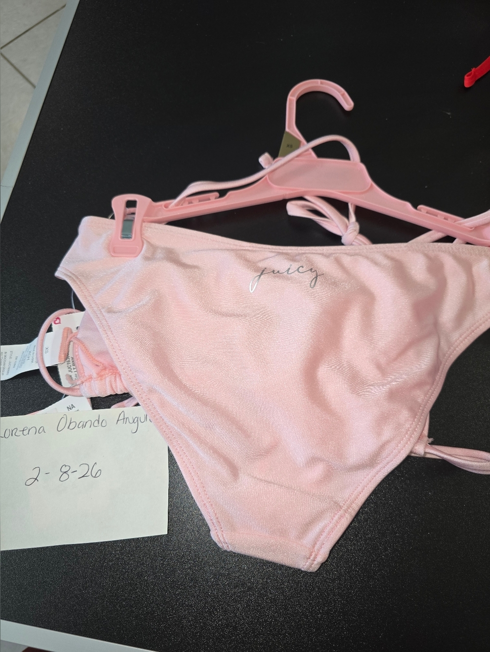 Juicy Couture Blush Pink Triangle Bikini with Rhinestone Cherry - Picture 2 of 3